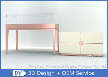 S/S + MDF + ガラス + ライト ゴールド ジュエリー ショールーム インテリア 3D デザイン