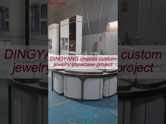 木製 白色 カスタム ガラス ディスプレイケース ファッション 丸い形 LED ポール照明